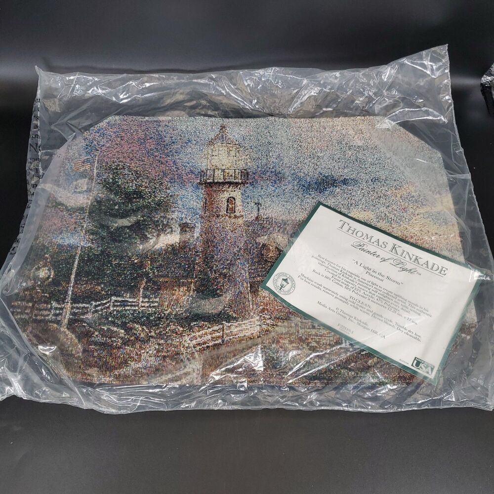 Thomas Kinkade A Light in the Storm Placemats Set 2 NEW Sealed 12x17